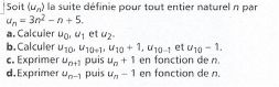 Les suites numériques en 1S, exercice 1.