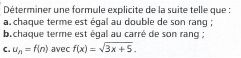 Les suites numériques en 1S, exercice 2.