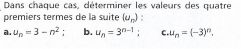 Les suites numériques en 1S, exercice 3.